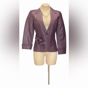 Chic Vintage Purple Genuine Leather Jacket